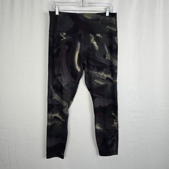 Lululemon Athletica Jogging Pants Women's 14 Black Green Camo Stretch - Picture 1 of 16